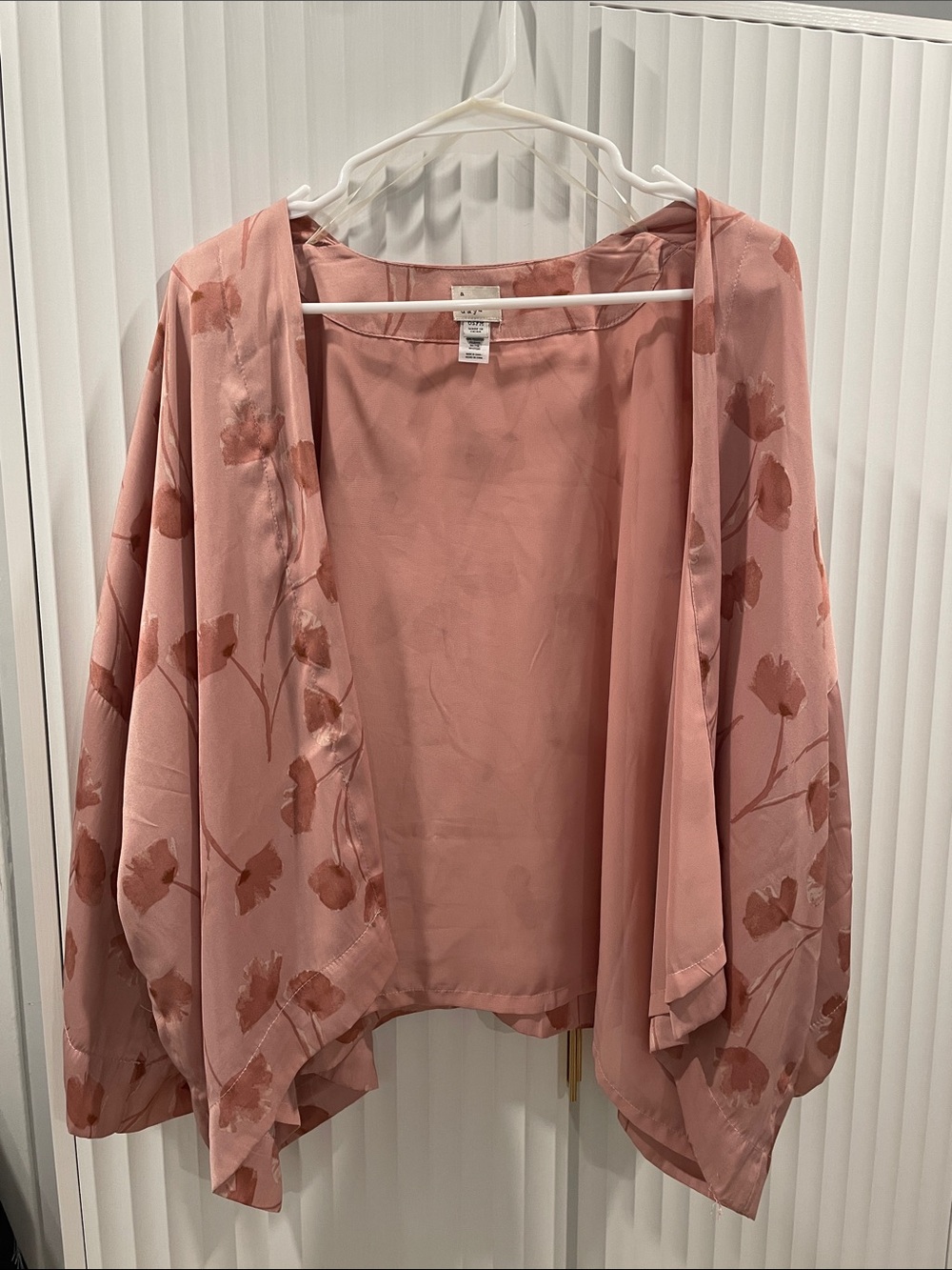 a new day Dusty Rose Floral Open-Front Kimono Shrug